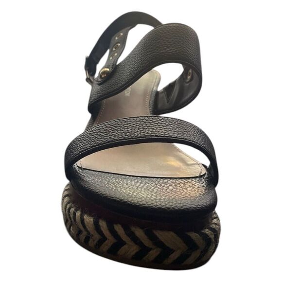 BCBGeneration Allia Black Wedge Sandals Open Toe Ankle Strap Womens Size 8M NWB - Picture 2 of 7